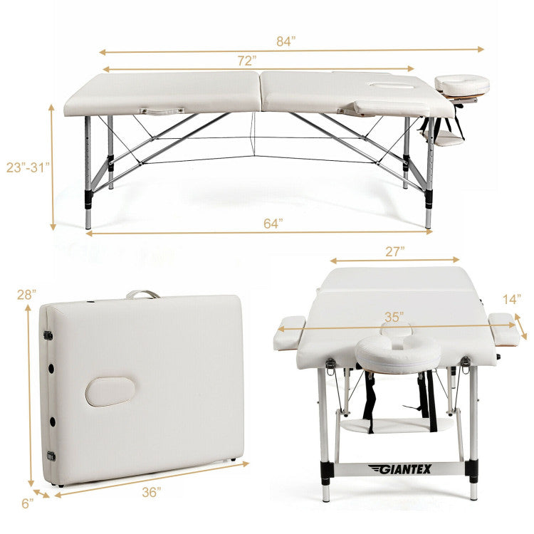 84 Inch Portable Massage Table Lash Bed Height Adjustable Salon Spa Tattoo Bed with Carry Case