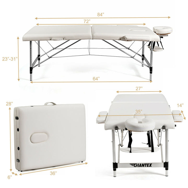 84 Inch Portable Massage Table Lash Bed Height Adjustable Salon Spa Tattoo Bed with Carry Case