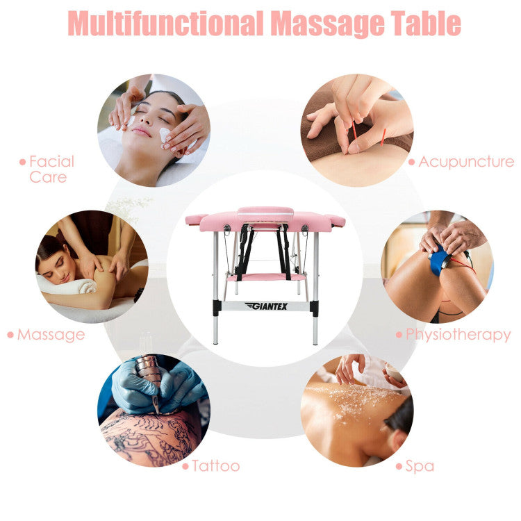 84 Inch Portable Massage Table Lash Bed Height Adjustable Salon Spa Tattoo Bed with Carry Case