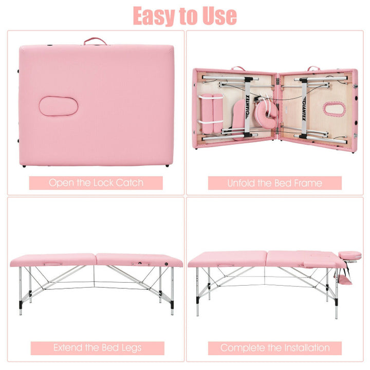 84 Inch Portable Massage Table Lash Bed Height Adjustable Salon Spa Tattoo Bed with Carry Case