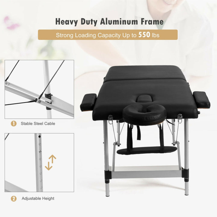 84 Inch Portable Massage Table Lash Bed Height Adjustable Salon Spa Tattoo Bed with Carry Case