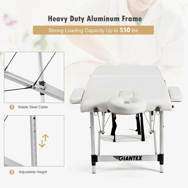 84 Inch Portable Massage Table Lash Bed Height Adjustable Salon Spa Tattoo Bed with Carry Case