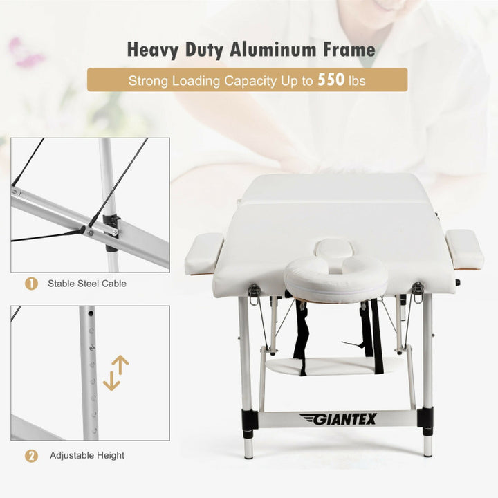 84 Inch Portable Massage Table Lash Bed Height Adjustable Salon Spa Tattoo Bed with Carry Case