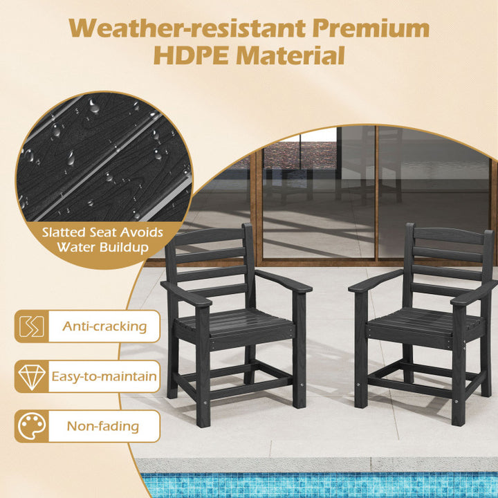7 Pieces Outdoor Dining Table Set for 6 People 67” HDPE Patio Rectangle Table and 6 Armchairs
