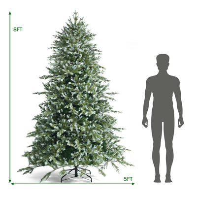 8 Feet Artificial Christmas Tree Spruce Hinged Festival Tree with Mixed PE and PVC Tips