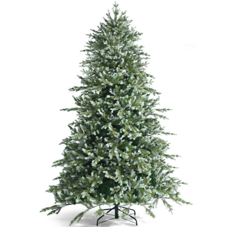 8 Feet Artificial Christmas Tree Spruce Hinged Festival Tree with Mixed PE and PVC Tips