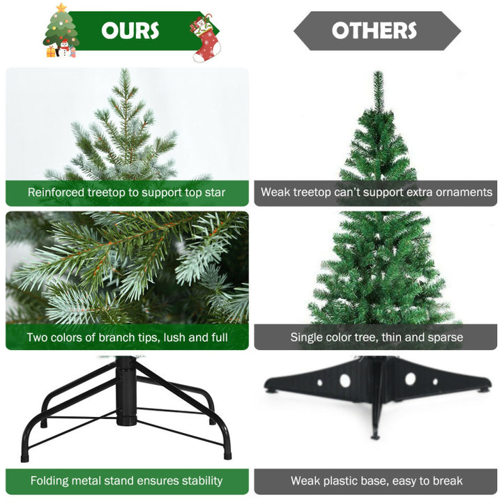 8 Feet Artificial Christmas Tree Spruce Hinged Festival Tree with Mixed PE and PVC Tips