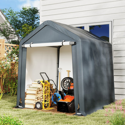 8 x 6.5 Feet Outdoor Storage Shelter Heavy Duty Portable Tools Shed with Waterproof Cover and Roll-up Zipper Door for Motorcycles Bikes