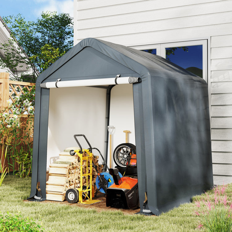 8 x 6.5 Feet Outdoor Storage Shelter Heavy Duty Portable Tools Shed with Waterproof Cover and Roll-up Zipper Door for Motorcycles Bikes