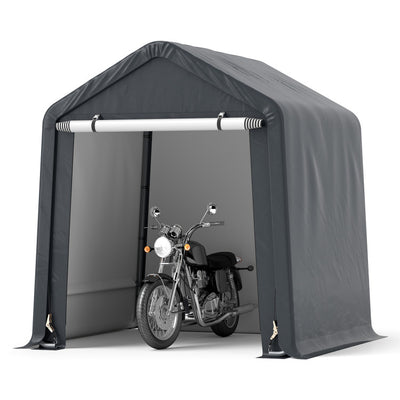 8 x 6.5 Feet Outdoor Storage Shelter Heavy Duty Portable Tools Shed with Waterproof Cover and Roll-up Zipper Door for Motorcycles Bikes