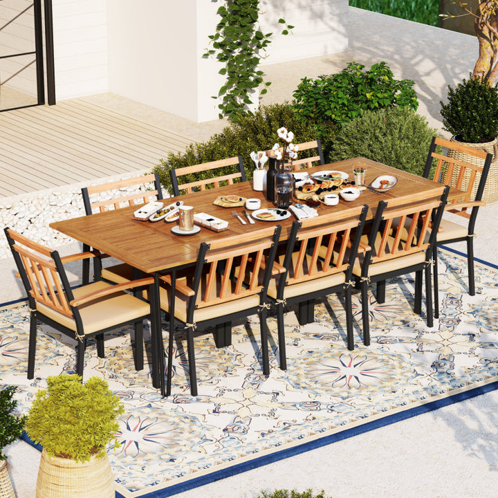 Pieces Outdoor Acacia Wood Dining Table Set Patio Furniture Set