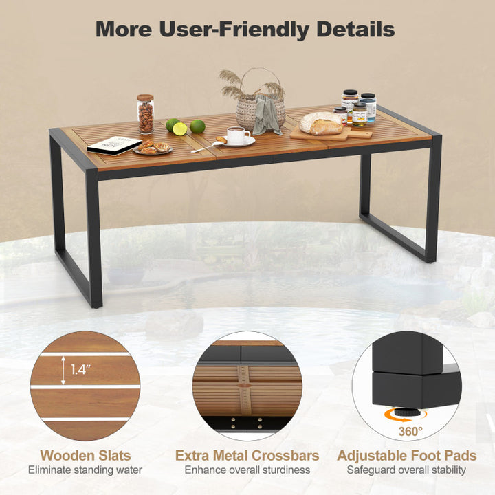 9 Pieces Outdoor Rattan Dining Table Set Patio Wicker Furniture Set with Umbrella Hole and Cushions