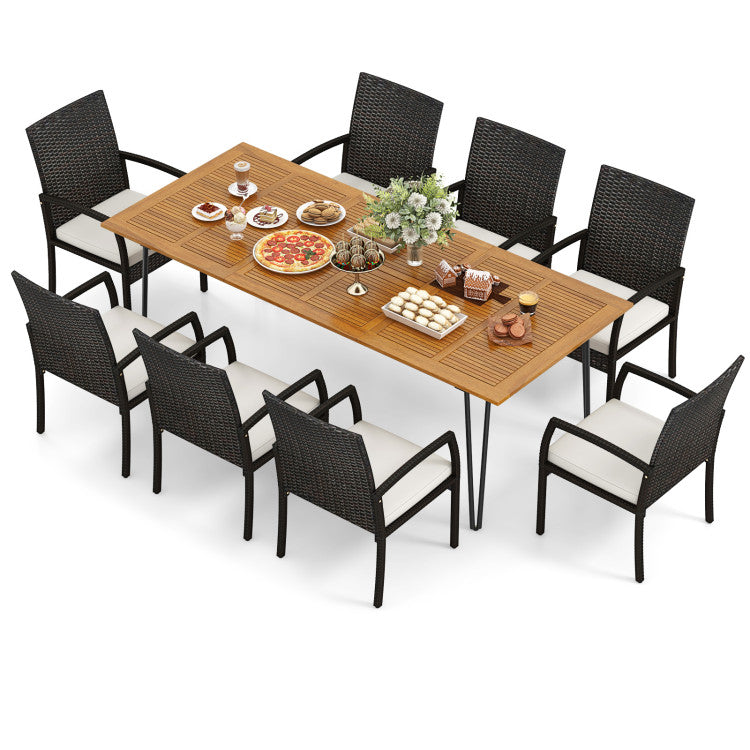 9-Piece Patio Acacia Wood Dining Set