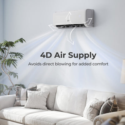 9100 BTU Mini-Split Air Conditioner and Heater 20.5 SEER2 115V WiFi Enabled AC Unit with Remote Control and Defrost Function