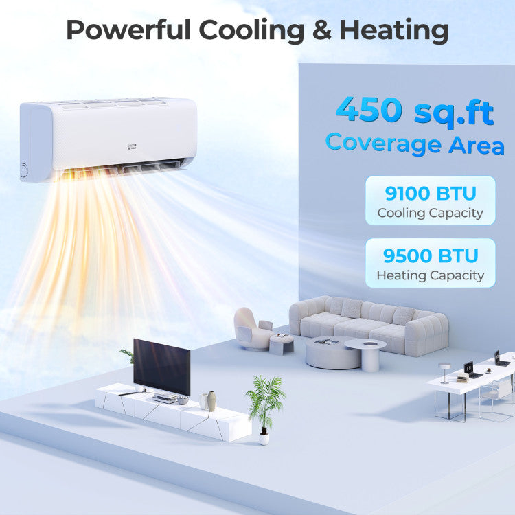 9100 BTU Mini-Split Air Conditioner and Heater 20.5 SEER2 115V WiFi Enabled AC Unit with Remote Control and Defrost Function