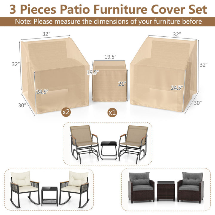 Patio Furniture Covers Waterproof Outdoor Conversation Covers for 3 Pieces Bistro Set