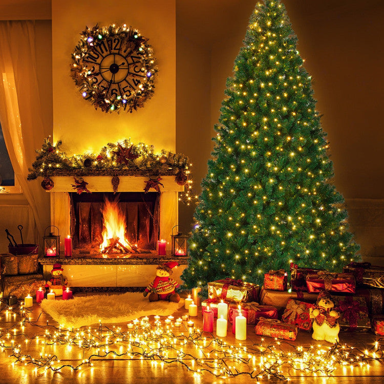 9ft-artificial-pre-lit-christmas-tree-premium-spruce-hinged-tree-with-700-led-lights-and-plastic-cover