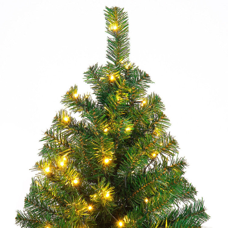 9FT Artificial Pre-lit Christmas Tree Premium Spruce Hinged Tree with 700 LED Lights and Plastic Cover