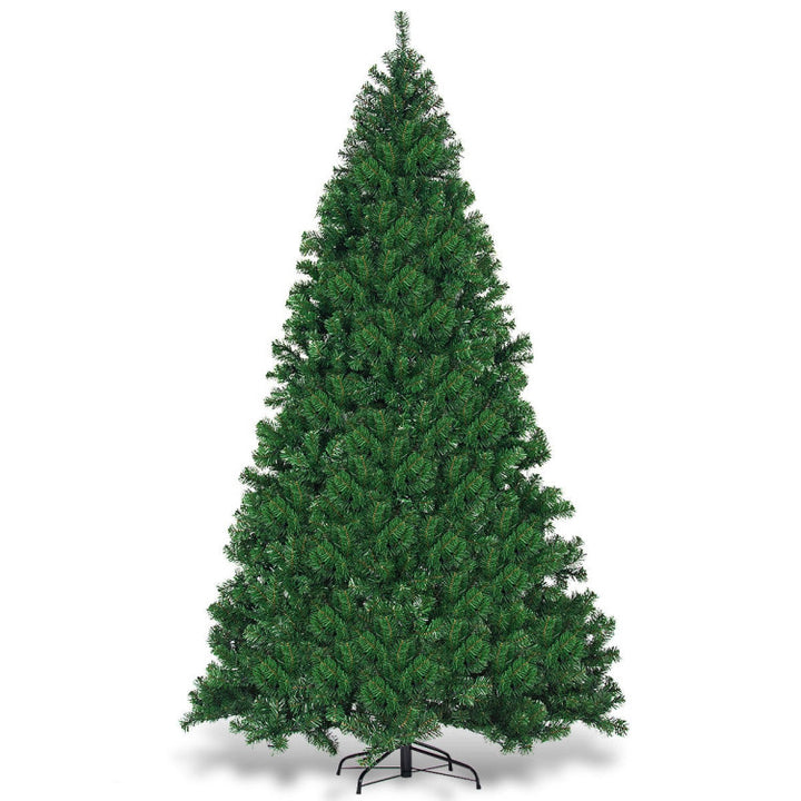 9FT Artificial Pre-lit Christmas Tree Premium Spruce Hinged Tree with 700 LED Lights and Plastic Cover