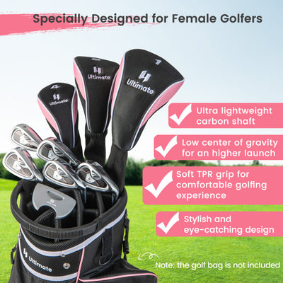 9 Pieces Women's Complete Golf Club Set with 460cc Alloy Driver and 3 Head Covers