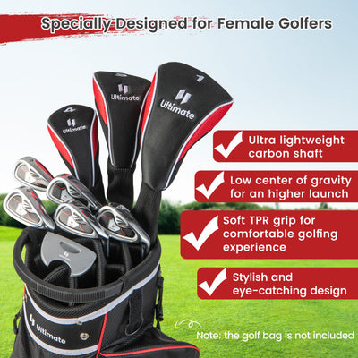 9 Pieces Women's Complete Golf Club Set with 460cc Alloy Driver and 3 Head Covers