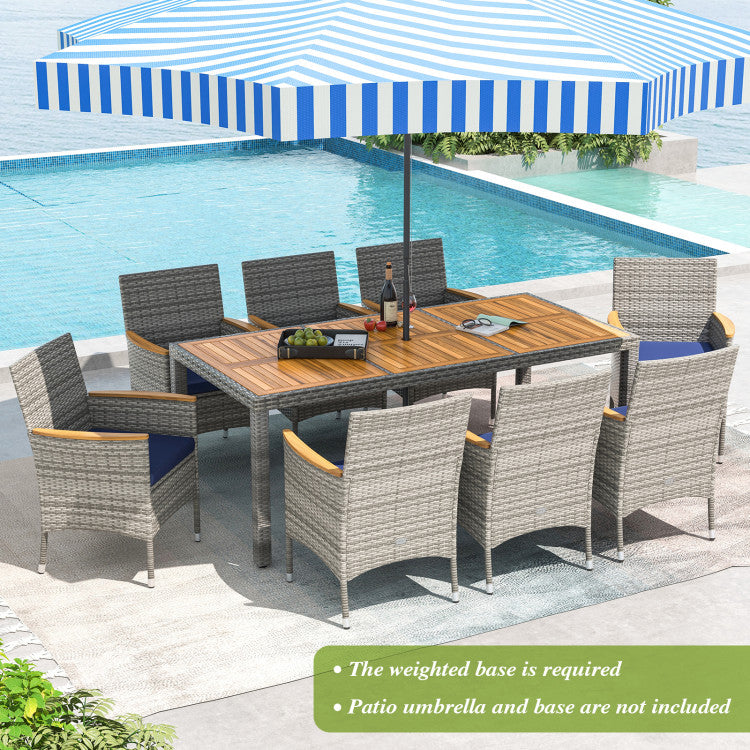 9 Pieces Patio PE Wicker Dining Set for Deck, Garden and Yard