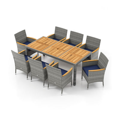 9 Pieces Patio PE Wicker Dining Set for Deck, Garden and Yard