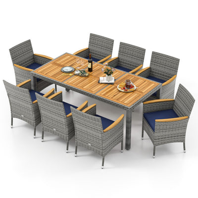 9 Pieces Patio PE Wicker Dining Set for Deck, Garden and Yard