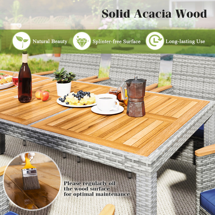 9 Pieces Patio PE Wicker Dining Set for Deck, Garden and Yard