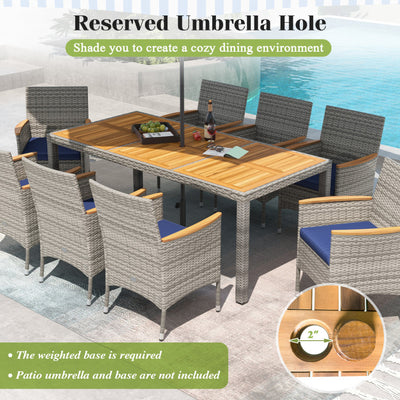 9 Pieces Patio PE Wicker Dining Set for Deck, Garden and Yard