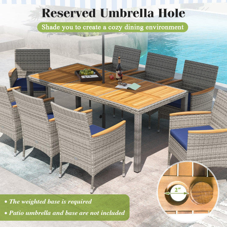 9 Pieces Patio PE Wicker Dining Set for Deck, Garden and Yard