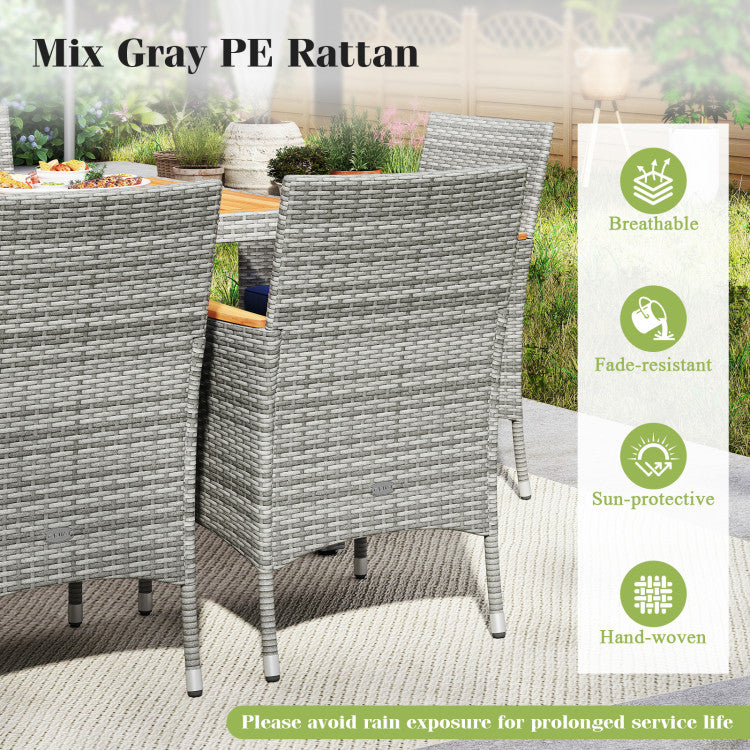 9 Pieces Patio PE Wicker Dining Set for Deck, Garden and Yard