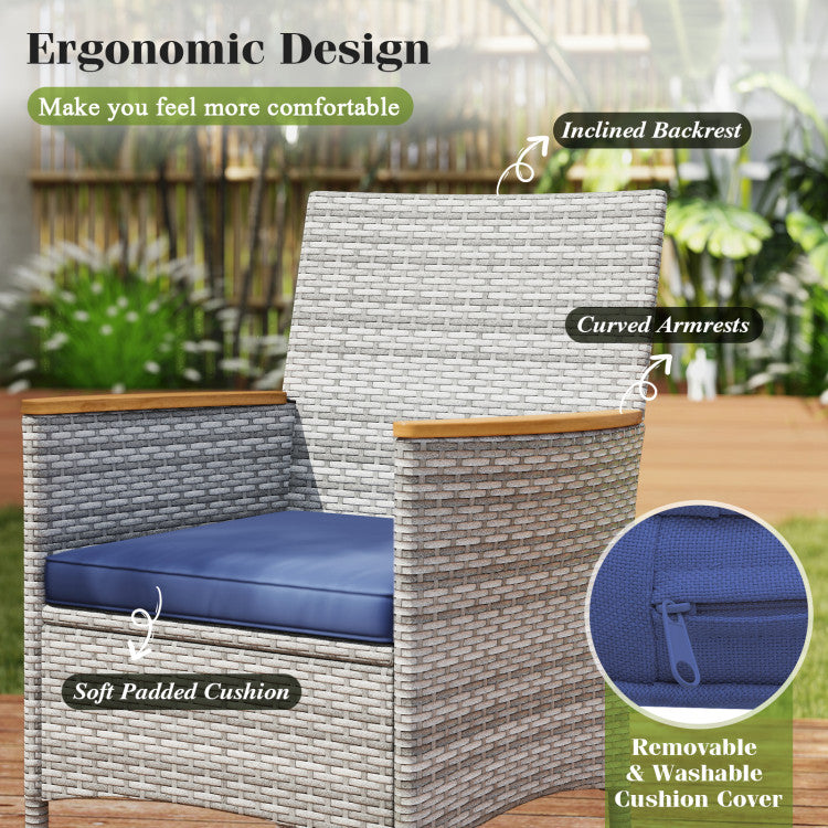 9 Pieces Patio PE Wicker Dining Set for Deck, Garden and Yard