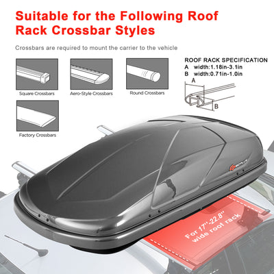 14 Cubic Feet Cargo Box Waterproof Rooftop Cargo Carrier Dual-sided Opening with Car Trunk Organizer