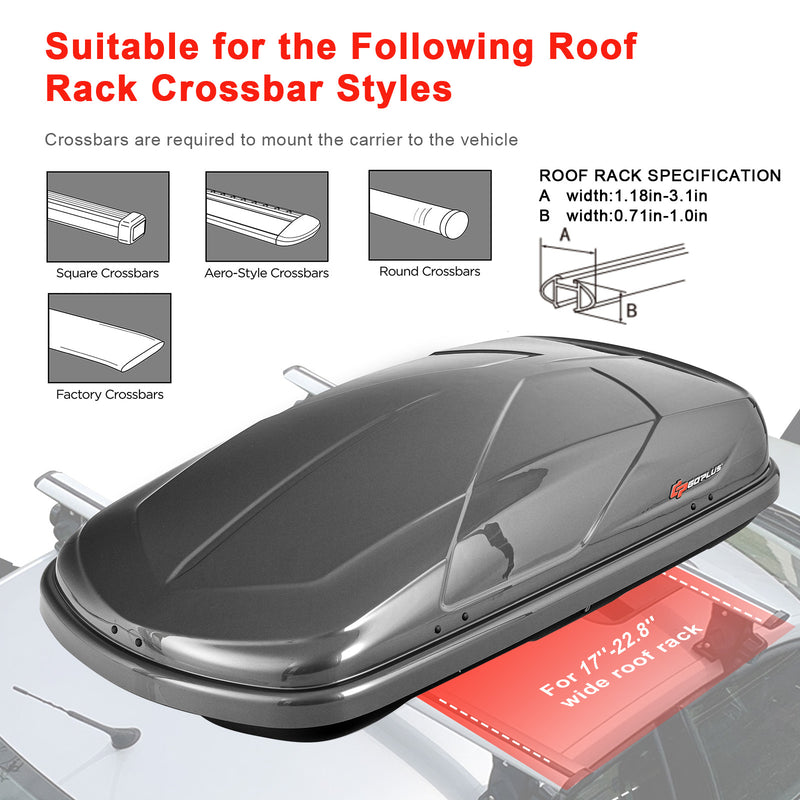 14 Cubic Feet Rooftop Cargo Box Waterproof Duty Car Carrier Roof Bag with Car Trunk Organizer