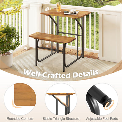Acacia Wood Patio Table Bench Set One-Side Picnic Table and Seat