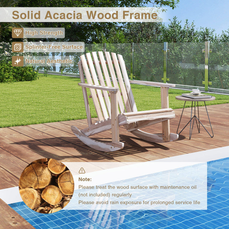 Adirondack Rocking Chair with Slatted Seat and High Fanned Back