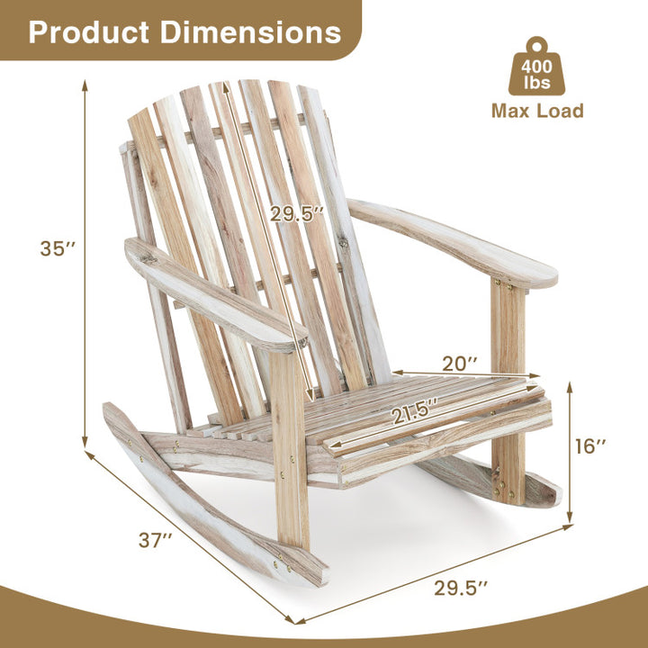 Adirondack Rocking Chair with Slatted Seat and High Fanned Back