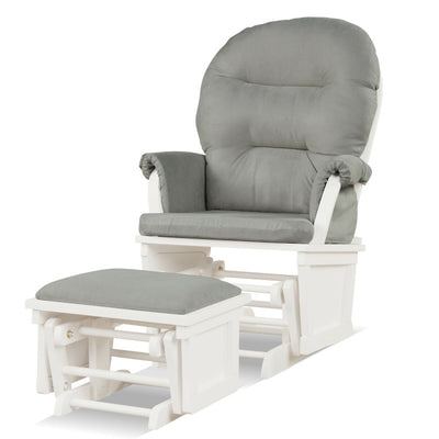 Baby Glider and Ottoman Set Wood Baby Rocker Nursery Chair with Padded Armrests and Detachable Cushion for Napping Reading Nursing