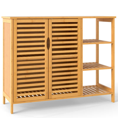 Bamboo Bathroom Cabinet 2-Door Storage Organizer with Shelves