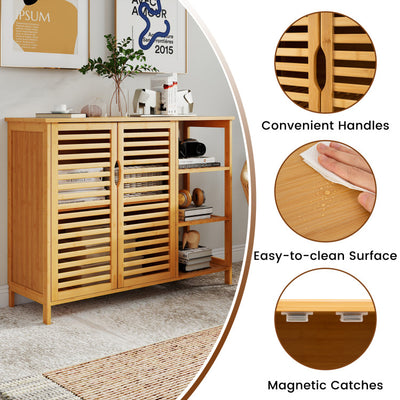 Bamboo Bathroom Cabinet 2-Door Storage Organizer with Shelves