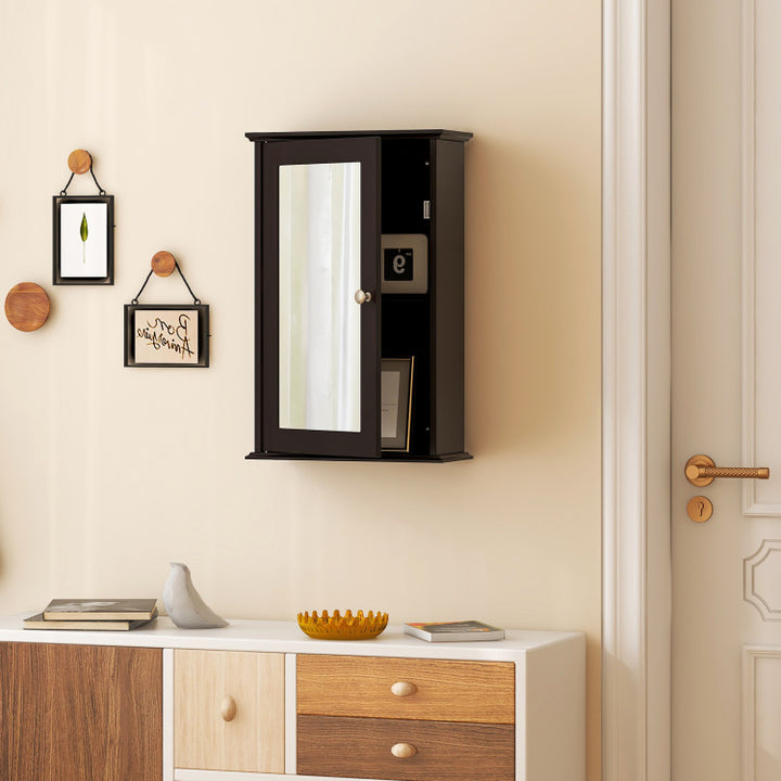 Bathroom Wall Cabinet with Single Mirror Door and Adjustable Shelf