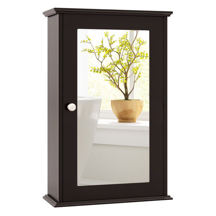 Bathroom Wall Cabinet with Single Mirror Door and Adjustable Shelf