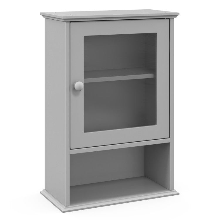 Wall Mounted Adjustable Hanging Storage Medicine Cabinet with Open Shelf