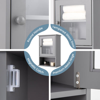 Wall Mounted Adjustable Hanging Storage Medicine Cabinet with Open Shelf