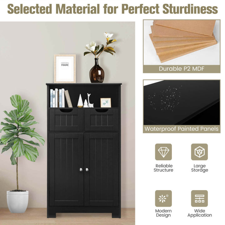 Bathroom Wooden Side Cabinet with 2 Drawers and 2 Doors