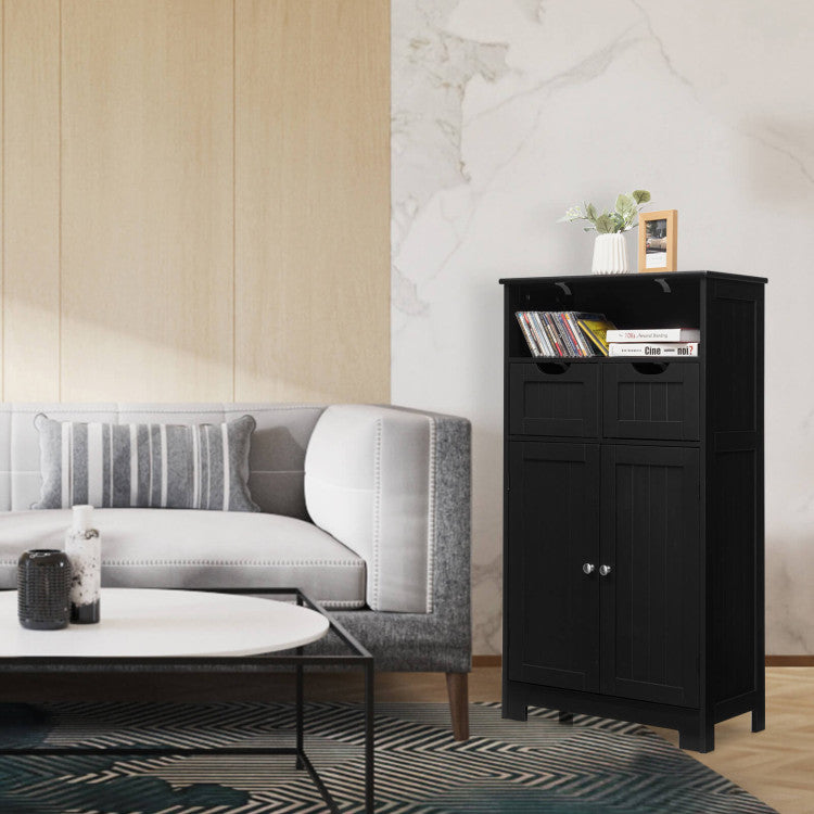 Bathroom Wooden Side Cabinet with 2 Drawers and 2 Doors