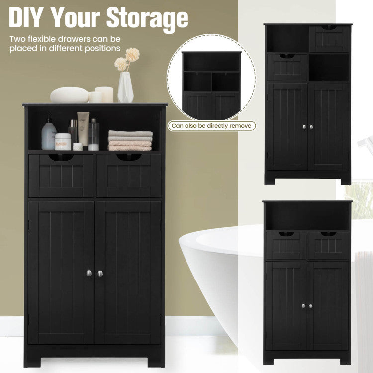Bathroom Wooden Side Cabinet with 2 Drawers and 2 Doors
