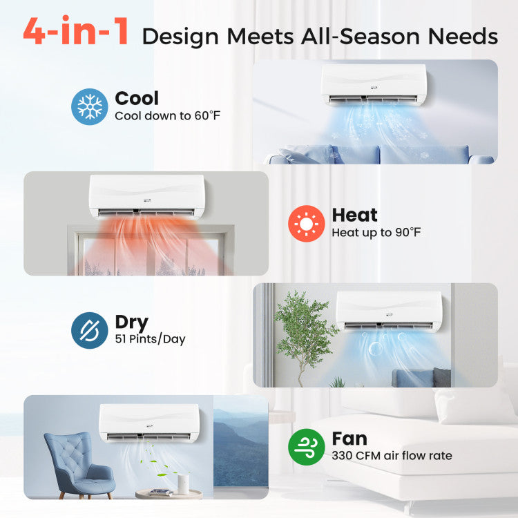 Blast Series 9000 BTU 19 SEER2 115V Ductless Mini Split Air Conditioner and Heater