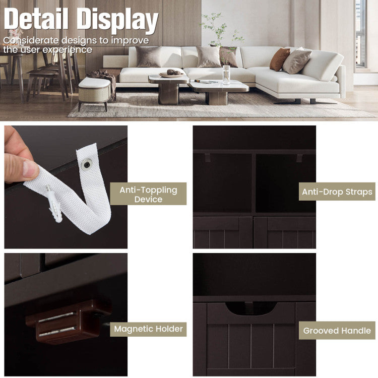 Bathroom Wooden Side Cabinet with 2 Drawers and 2 Doors